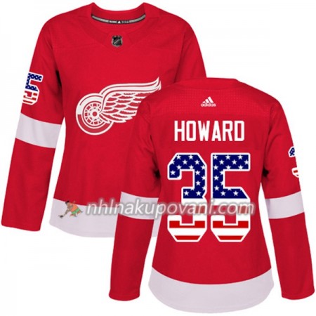 Detroit Red Wings Dresy Jimmy Howard 35 2017-2018 USA Flag Fashion Černá Adidas Authentic - Dámské Detroit Red Wings Dresy Jimmy Howard 35 2017-2018 USA Flag Fashion Černá Adidas Authentic - Dámské
